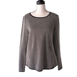 Elle Black&White Crewneck Women's Top Asymmetric Hem Size Small
